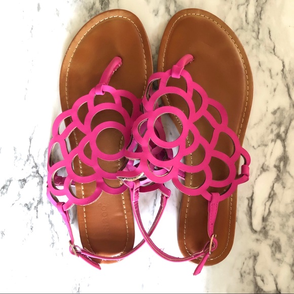 Hot pink leather sandals - Picture 2 of 2